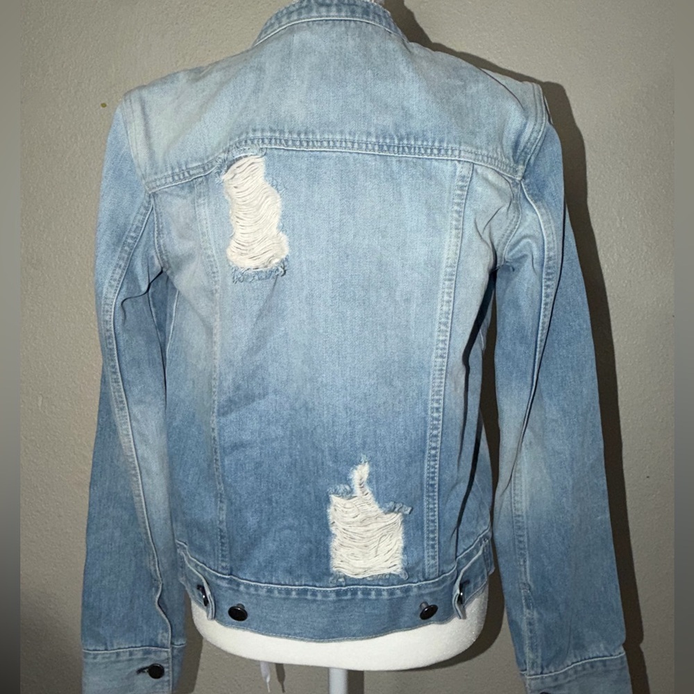 EI8HTDREAMS  STAR STUDDED BAND COLLAR DENIM JACKET - LIGHT BLUE - Picture 6 of 16